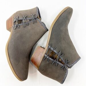 JACK ROGERS REAGAN BROWN SUEDE SIDE ZIP BOOTIES WOMENS SZ 7